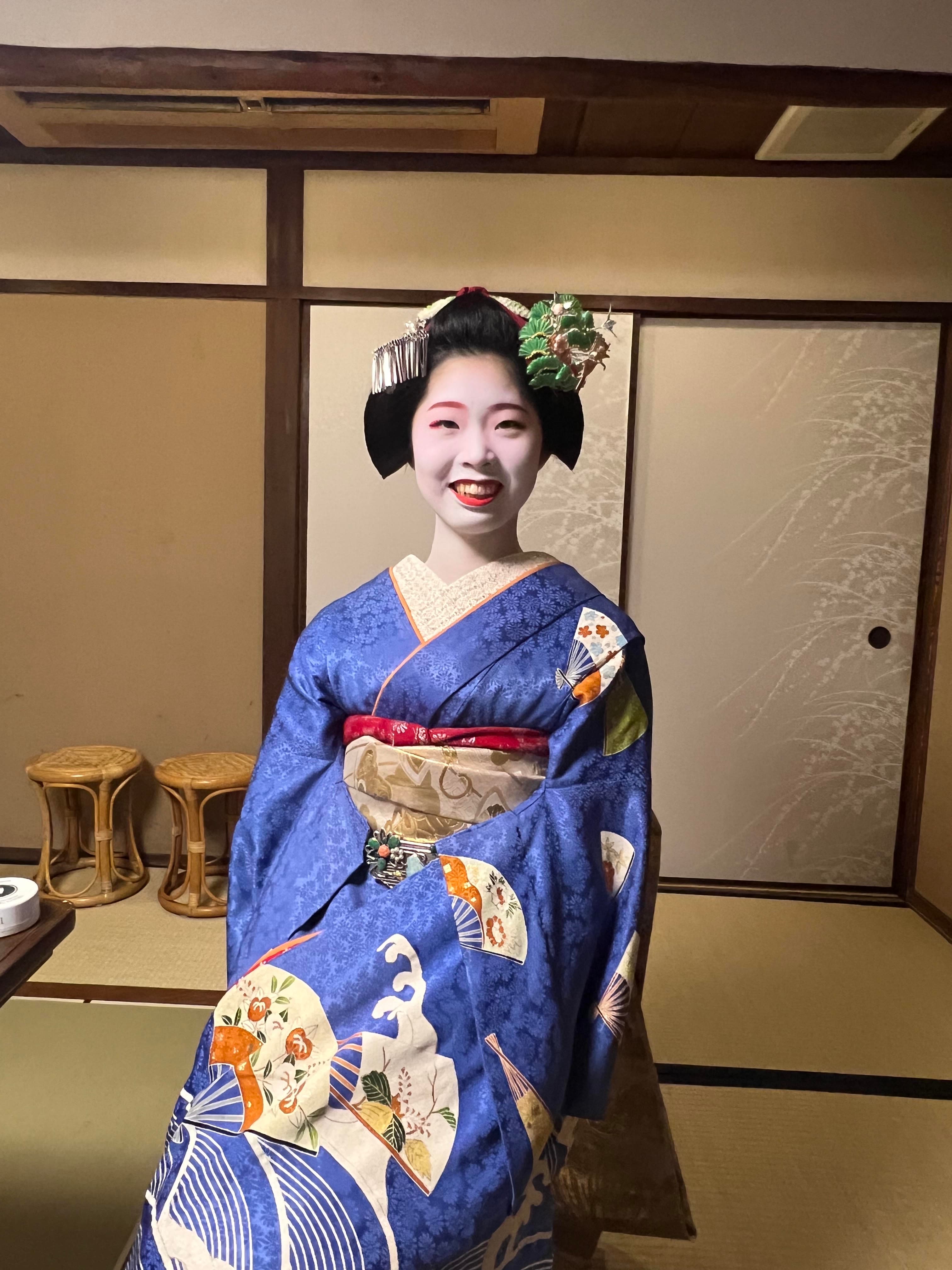 Dinner with a maiko, an apprentice geisha, and a sukiyaki feast cooked together at the table